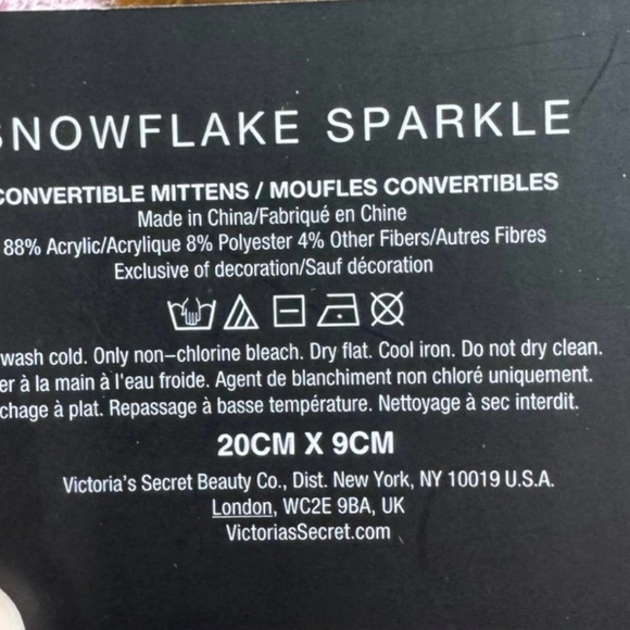 Victoria's Secret Snowflake Sparkle Fingerless Convertible Mittens NWT - Picture 6 of 7